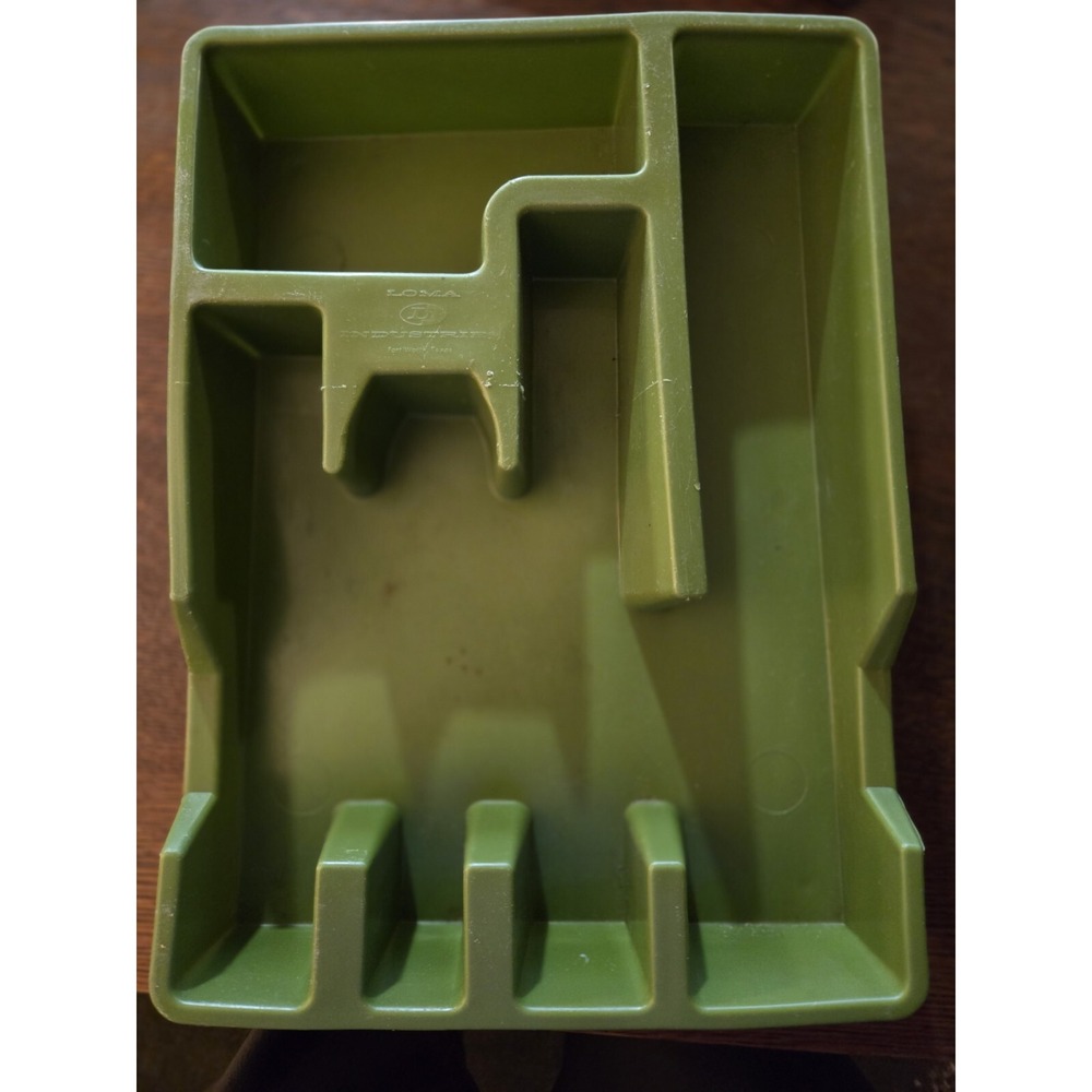 Avocado Green Drawer Utensil Silverware Divider Organizer Tray Vtg Plastic Loma